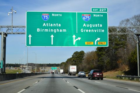 I-675 separates from I-75 north at Stockbridge to Conley and Gresham Park, GA