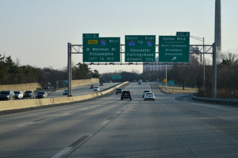 Interstate 676 south a half mile from I-76/Walt Whitman Bridge