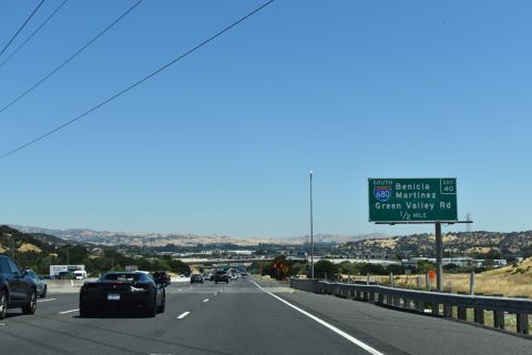 Exit 40 departs from I-80 east for I-680 at SR 12 in a half mile