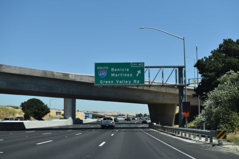 I-80 east at Exit 40 to Green Valley Road and I-680 in Fairfield, CA