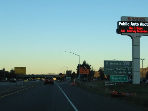 Former exit for Green Valley Road on I-80/SR 12 east in Fairfield, CA