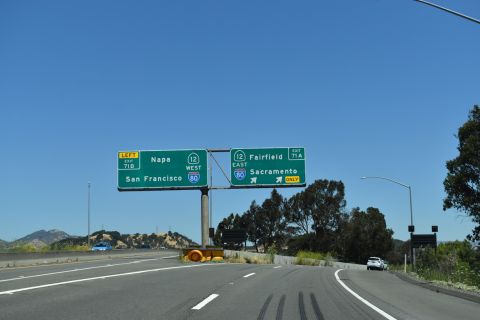 The north end of Interstate 680 in Fairfield, CA