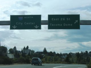 Replaced signs for I-705 and E 26th Street in Tacoma, WA
