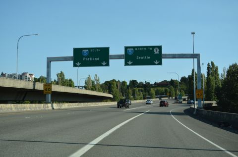 I-705 south at I-5 south to Olympia, Washington