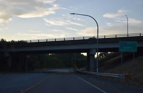 SR 7 loops onto a freeway north from S 38th St to I-5/705 in Tacoma, WA