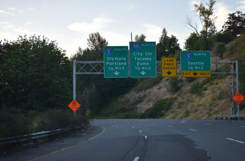 SR 7 north a quarter mile from I-5/705 in Tacoma, Washington