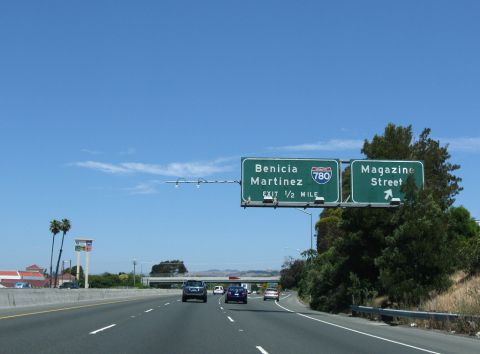 I-80 east at Magazine St and ahead of I-780 in 2009.