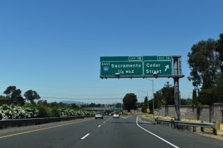 I-780 west at Cedar St, a half mile ahead of I-80 east