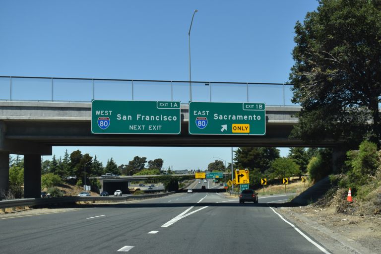 I-780 west at Exit 1 B for I-80 east to Sacramento, CA