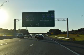 I-40/85 split in one mile ahead of I-785/840 in Greensboro, NC.
