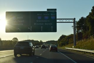 The westbound split of I-40/85 at Greensboro, NC.