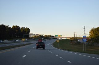 End shield for I-785 north posted on the ramp to U.S. 29 in Greensboro, NC