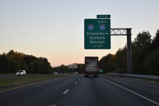 I-785/840 south a half mile ahead of Exit 21 for I-40/85 in Greensboro, NC