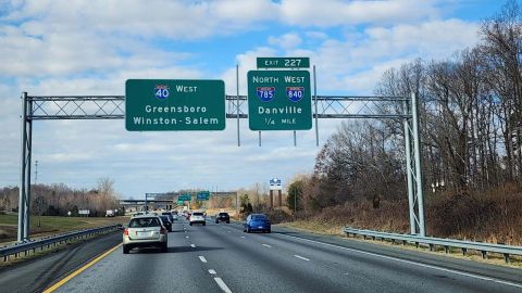 I-40 west at I-785/840 (Greensboro Urban Loop) north.