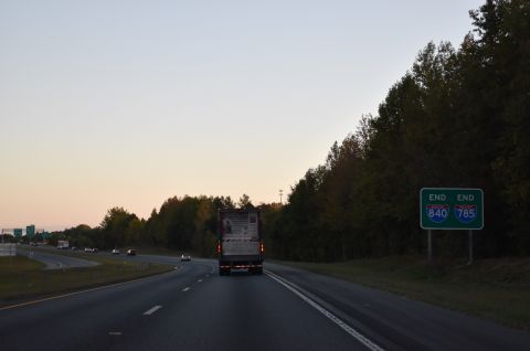 I-785/840 end sign in Greensboro, North Carolina