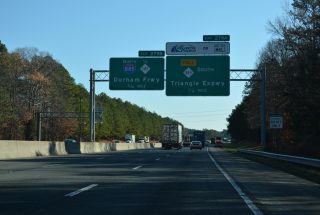 I-40 east a half mile ahead of I-885/NC 885 in Durham.