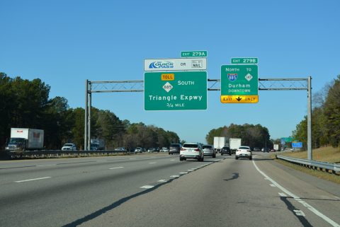 I-40 continues west from Davis Drive in RTP to I-885 north.