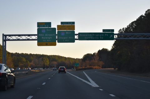 I-885 south at Exit 6 in Research Triangle Park.
