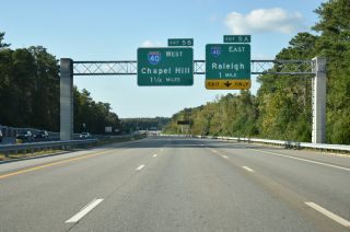 NC 885 (TriEx) one mile south of I-40/885 at Research Triangle Park (RTP)