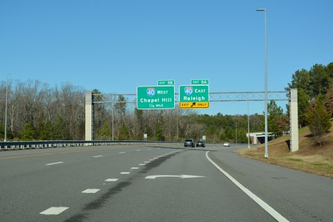 Replaced guide signs for Interstate 40 on NC 885 (TriEx) north in RTP