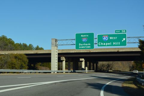 NC 885 (TriEx) north at I-40 west and I-885 north in RTP